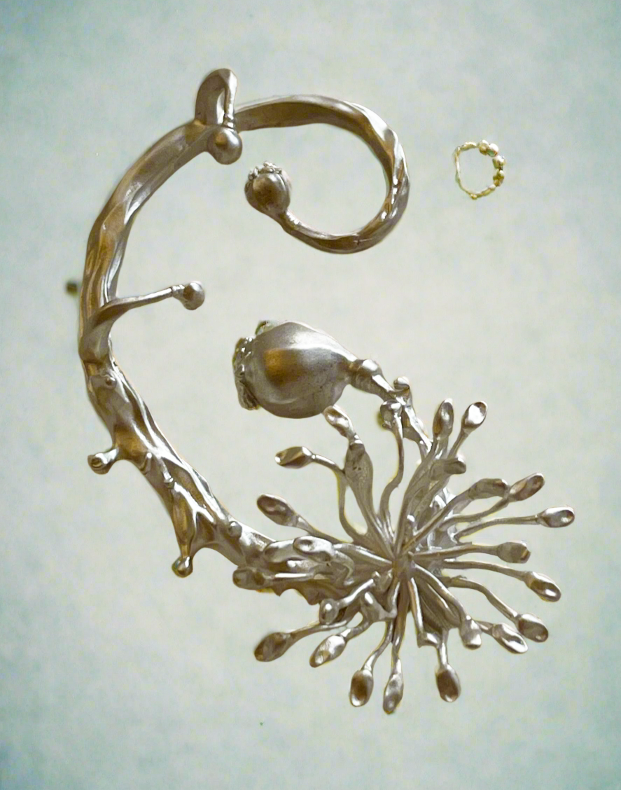 Poppy Flower Earcuff Single