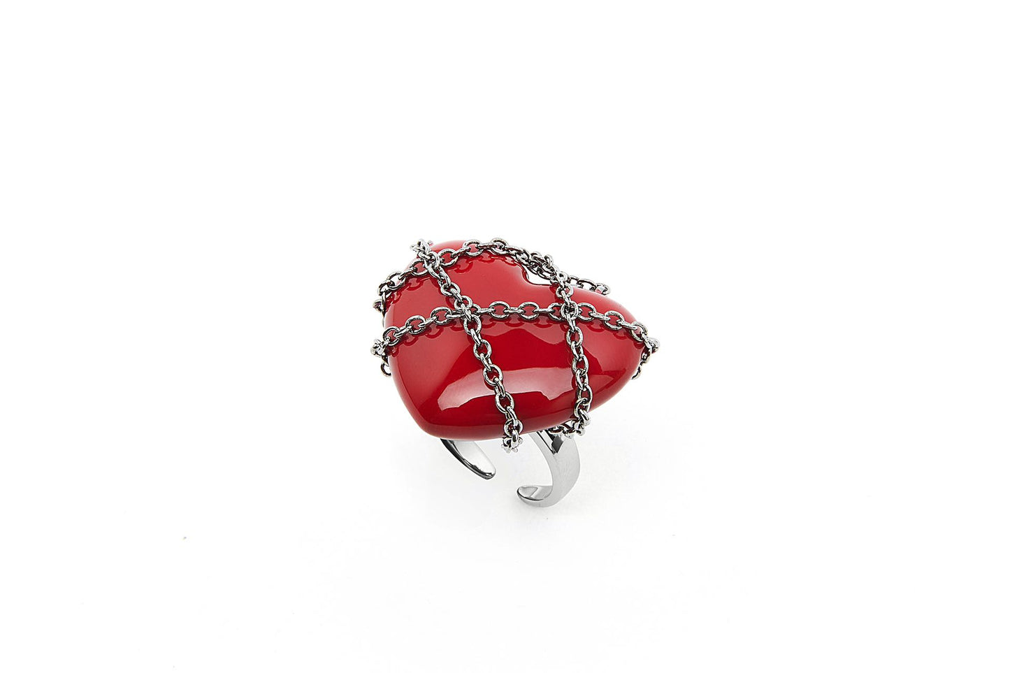 Red Heart Chain Ring