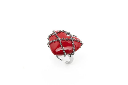 Red Heart Chain Ring