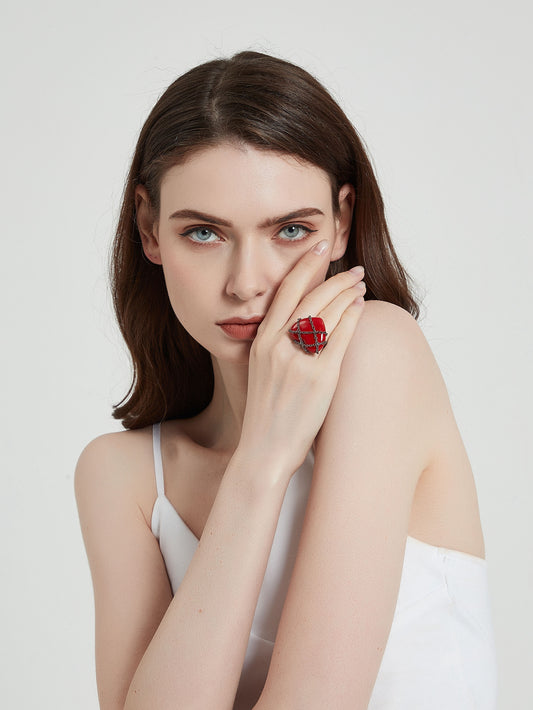 Red Heart Chain Ring