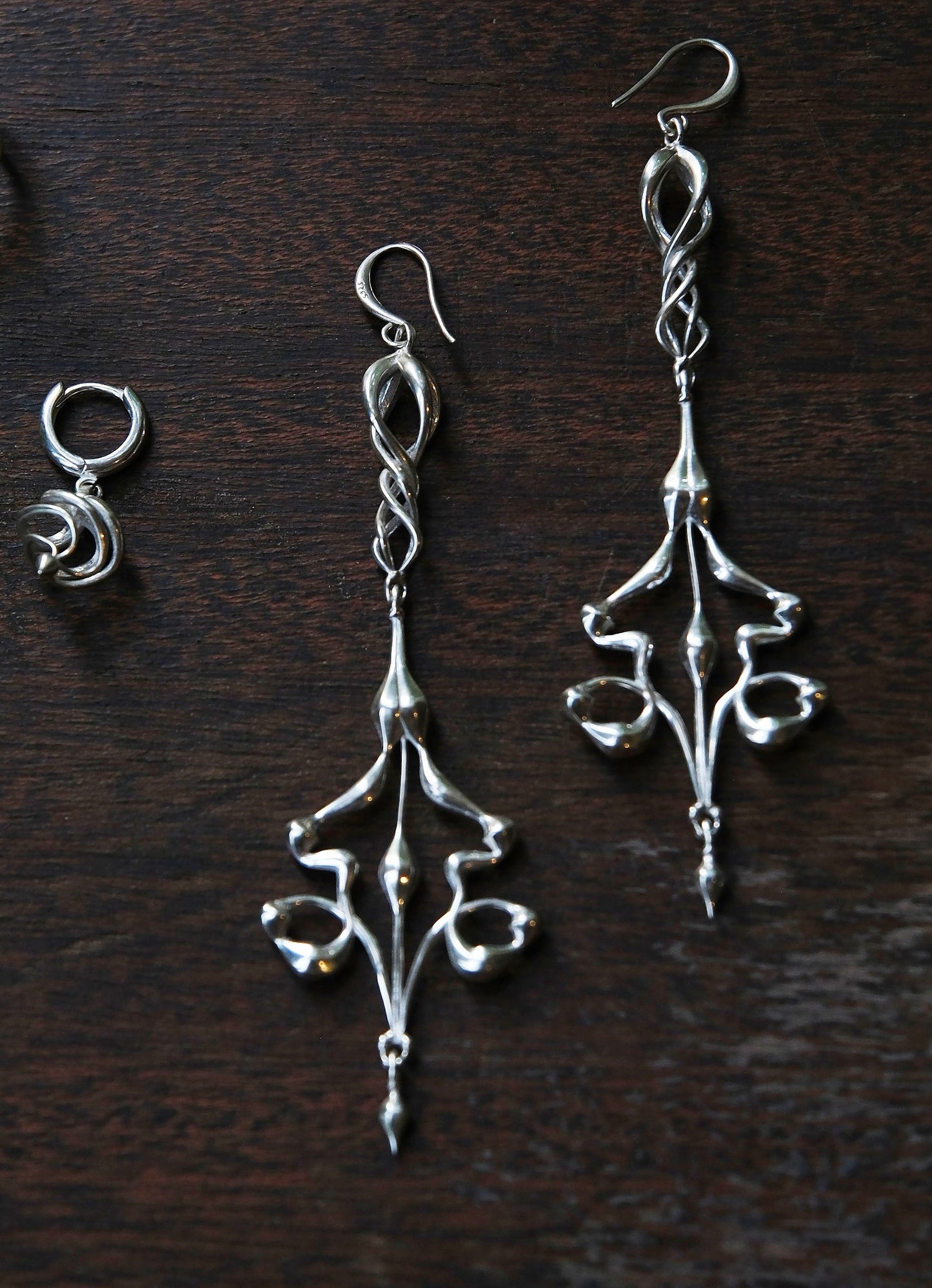 The Breath of Stillness Silver Earrings Pair