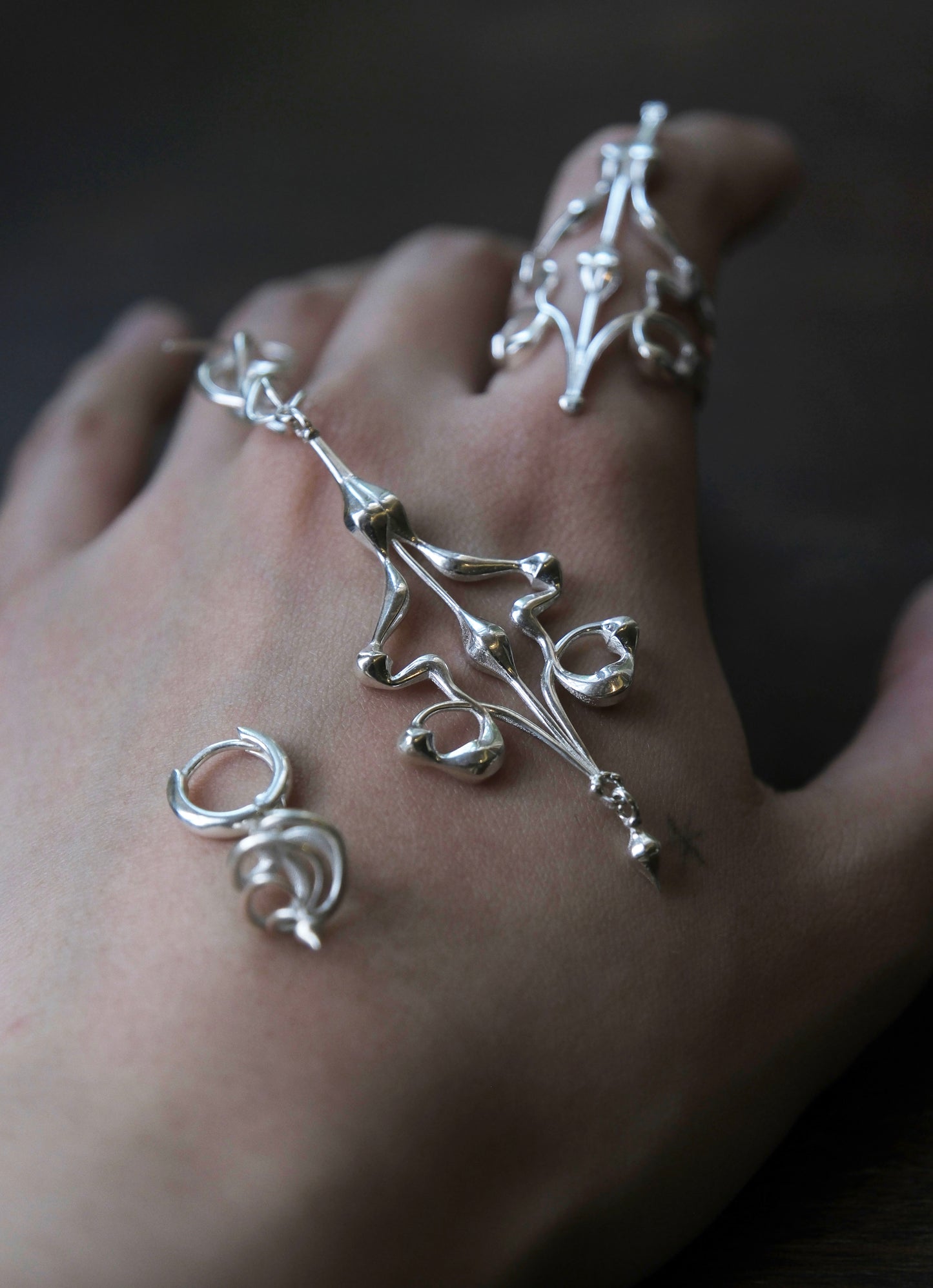 The Breath of Stillness Silver Earrings Pair