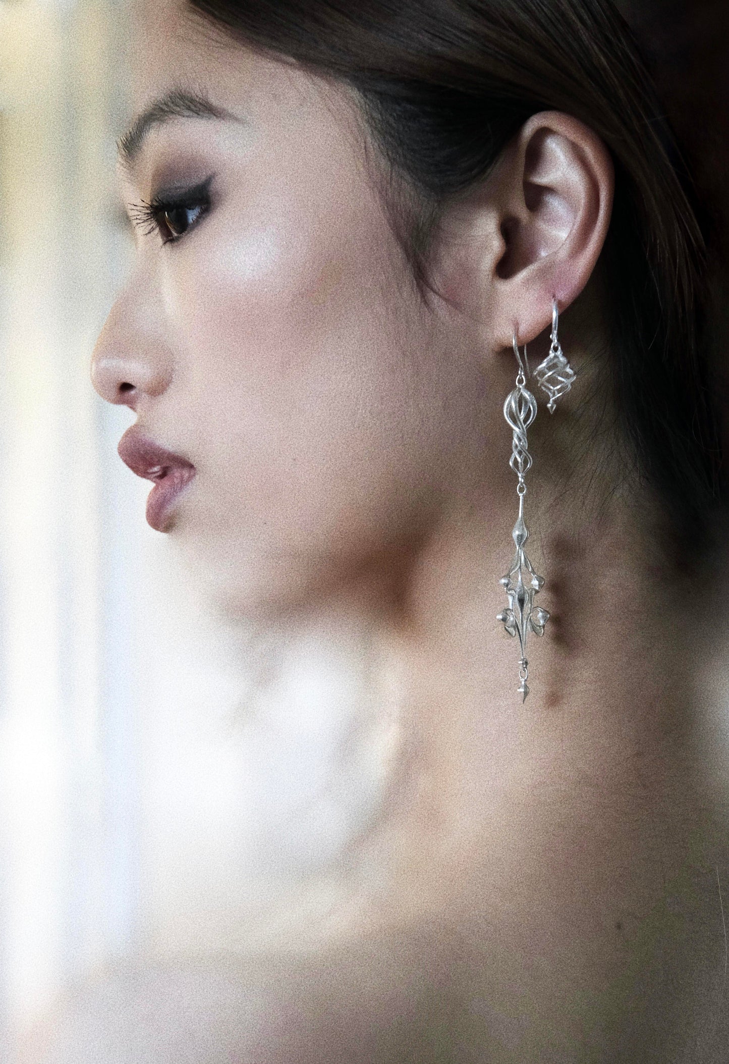 The Breath of Stillness Silver Earrings Pair